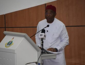 Gov Uzodimma deling his lecture to Participants of NDC Course 31